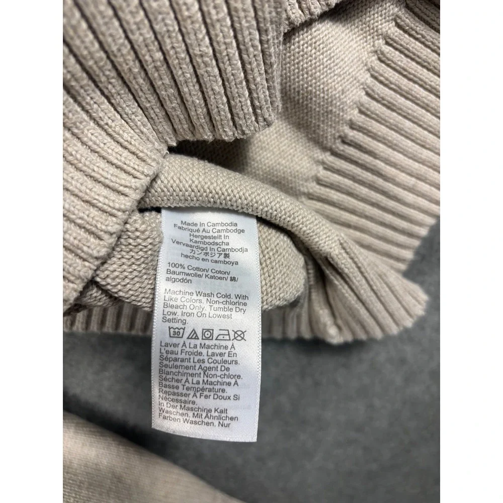 J. Crew Mens XXL Beige‎ Cotton Crewneck Knit Sweater BI841 HO23 Tan Long Sleeve
